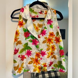 Victoria’s Secret Gold Label Multicolor Floral Sleeveless pajama‎ Top Size Small
